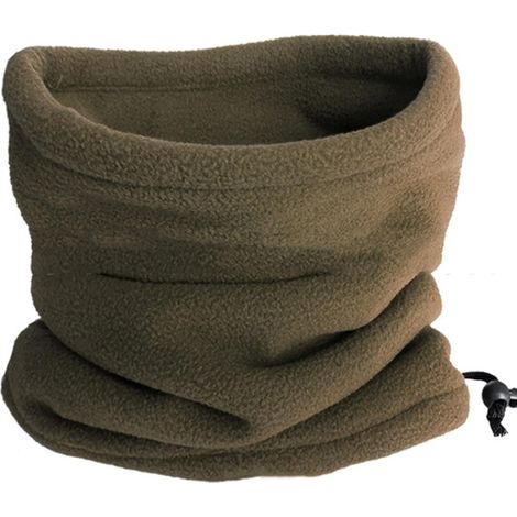 Cache-cou unisexe d'hiver en polaire douce et épaisse, vert olive, couleur unie. (1/4)