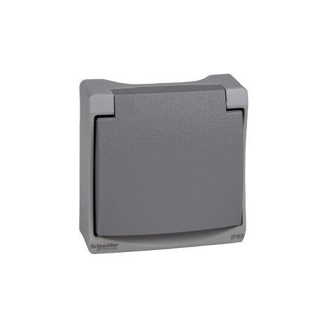 Schneider ENN38031 Mureva - prise de courant 2P+T VDE - gris - composable en saillie - IK07 IP55