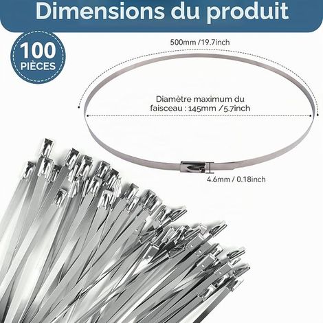 Stainless Steel Hose Clamp, 500 x 0.5 cm (1/3)