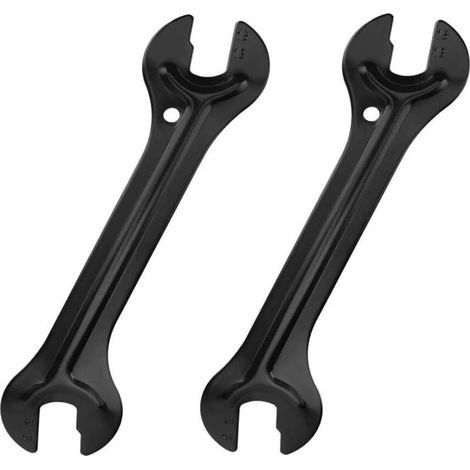 Lot de 2 clés de moyeu de vélo - Clé à molette - Pédale - Clé de moyeu libre - Outil de réparation de vélo - 13 14 15 16 mm - Noir (1/5)