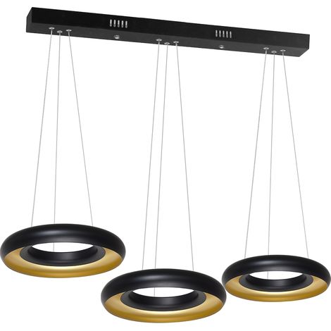 Suspension LED 36W 3 anneaux Rondo noir/or ML354 Milagro (1/5)