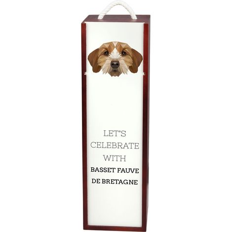 Basset Breton, Basset Fauve de Bretagne - caja de vino geométrica con foto e inscripción de Art-Dog (1/5)
