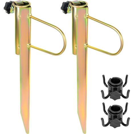 Support de parasol en acier, douille de sol pour le jardin, piquet de pelouse pour parasols, pied de parasol avec poignée, piquet de sol avec diamètre de tige de 36 mm (1/5)