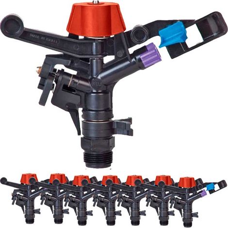 Pack 10 Aspersor de riego Agricola 3/4''  Aspersor Antiheladas  Aspersores cesped 13 a 18 m  Aspersor jardin Ajustable 0-360º (1/5)