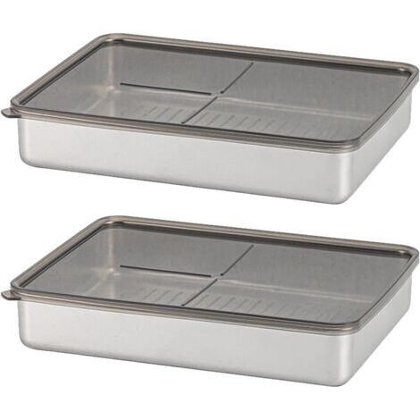 NALOOKAMIC Boites Alimentaires Hermétiques,Jeu De 2 Récipients à Charcuterie, Empilables Boite De Rangement Frigo Taille Supplémentaire Pour Fromage, Viande, Boîte à Saucisses 2000ML