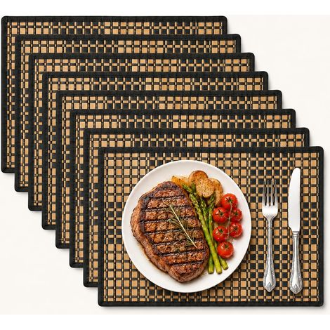 Lot de 8 Sets de Table en Bambou Naturel, Rectangulaires,30 x 43 cm (1/5)