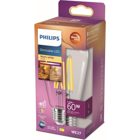 ampoule LED Edison E27 60W Blanc Chaud Claire Compatible Variateur, verre (1/5)