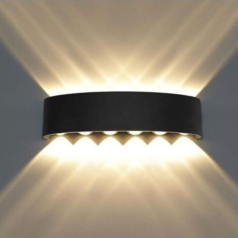 TAISHENGDA-Moderne wasserdichte LED Wandleuchte Up Down Aluminium Wandfluter LED Indoor Outdoor für Badezimmer Schlafzimmer Flur Wohnzimmer Veranda Treppe, 12W Warmweiß (1/5)