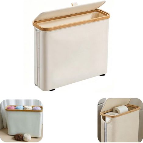 Boîtes de rangement pliables 45 x 35 x 15 cm avec couvercle - boîtes pour papier toilette, blanches (1/5)