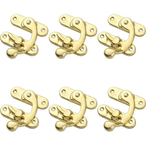 6 Pièces Fermoirs de Boîte en Fer Doré, Loquet avec Vis, Crochet de Fermeture Métallique pour Caisse en Bois Boîte à Bijoux Bricolage (1/5)