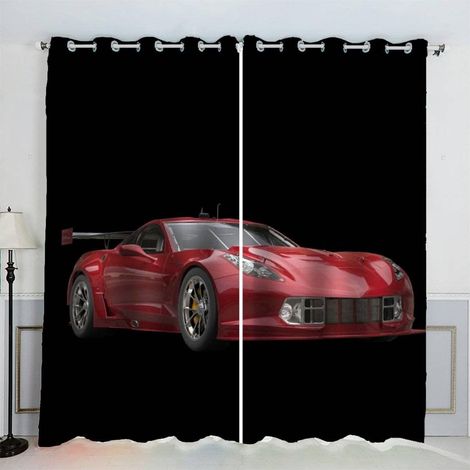 Rideaux Voiture De Sport Voiture De Course Thème De La Voiture Rideau Occultant Chambre Fille Garcon Rideaux Chambre Ado Isolation Thermique et Réduction du Bruit Rideau (200x200 cm) - 200L X 200H cm  (1/5)