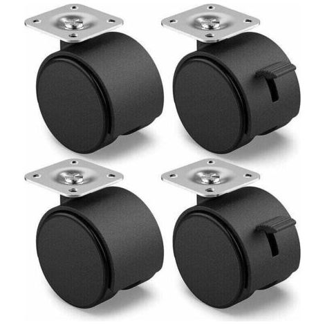 Roulettes Pour Meubles - 40 Mm - Avec Frein - Pivotantes - Charge Max 100 Kg - Noir - Lot De 4 (1/4)