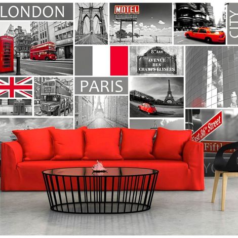 Papier peint londres, paris, berlin, new york - 150 x 105 cm (1/4)