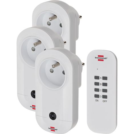 Brennenstuhl – Prises télécommandées 3 unités – Portée 25m – Puissance 1000W – 2P+T 16A/230V – Indice IP20 – 1507041 (1/9)
