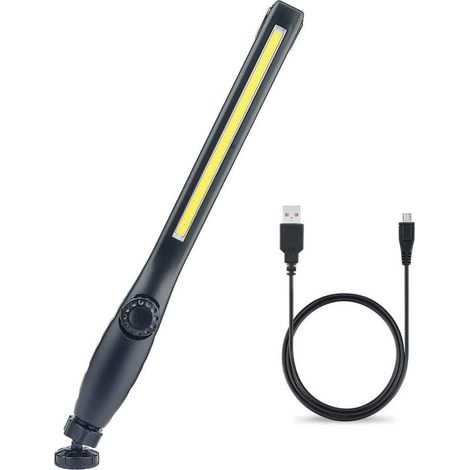 Lampe de Travail LED Rechargeable avec Aimantée et USB Rotation à 360 degrés,Lampe Inspection LED Rechargeable,Lampe D'inspection pour Atelier de Ménage Camping en Plein Air Randonnée (Noir) (1/5)
