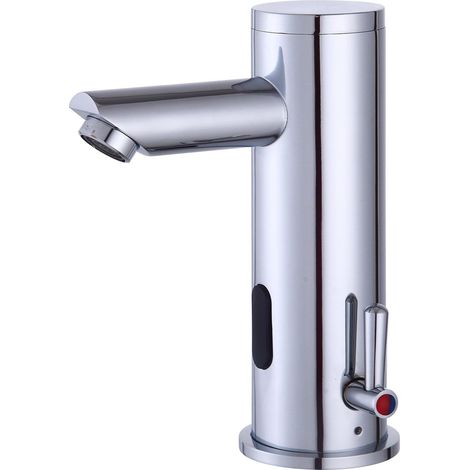 Robinet de Salle de Bain Avec Capteur Automatique Infrarouge Sans Contact - Mitigeur en Laiton Chromé pour Lavabo (1/5)