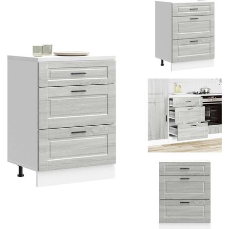 Küchenunterschrank Porto Grau Sonoma Holzwerkstoff - Küchenunterschrank - Küchenunterschränke - Spülenunterschrank - Unterschrank Für Küche (1/5)