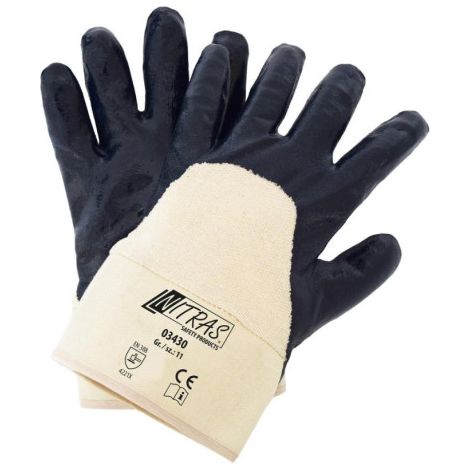 Gant en nitrile.bleu. Manchette.partiellement enduite. Taille 11