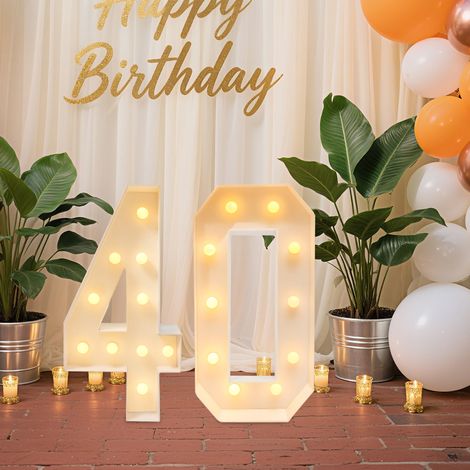 40 éclairer les chiffres, 40e anniversaire décoration, éclairer les chiffres pour les décorations d'anniversaire, Luminaire (1/5)