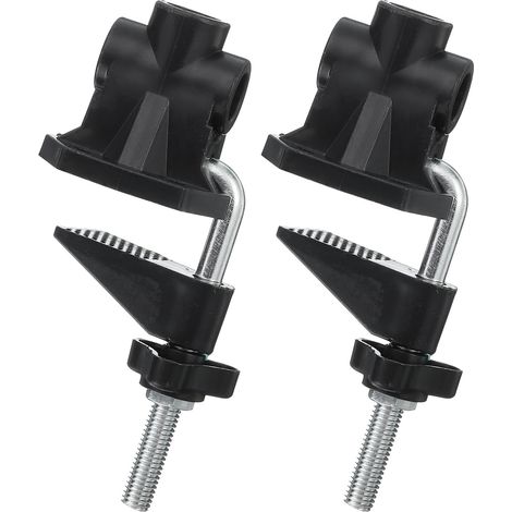 Office clips, 2 universal C-shaped clip bases with adjustable screws, black. (1/4)