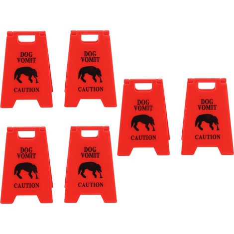 Panneau d'avertissement de vomi de chien imprimé, 6 pièces, avertissement amusant pour animaux de compagnie, pour cour, maison, bureau, décoration de rappel rouge (1/5)