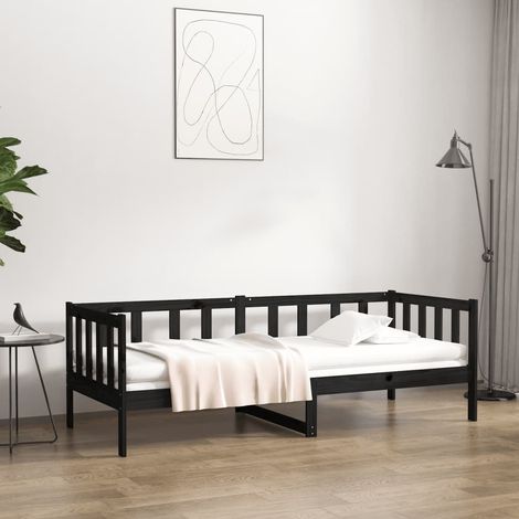 Tagesbett Schwarz 90x190 cm Massivholz Kiefer vidaXL (1/5)