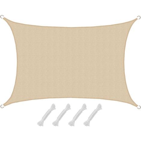 Voile d'ombrage HDPE 3x5 m – Protection solaire 80% UV – Résistant à la déchirure – Montage facile sur balcon – Amanka