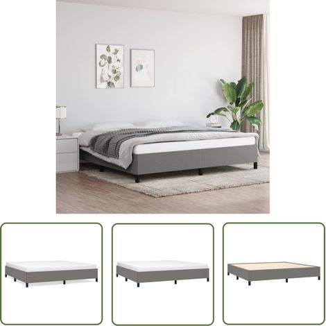 The Living Store Cadre de lit sans matelas gris foncé 200x200 cm tissu - Cadre De Lit - Lit Double - Literie - Meuble Chambre - Design Moderne (1/5)