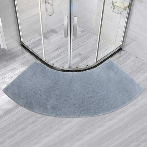 Tapis De Salle De Bain - Tapis De Douche Quart De Cercle - Microfibre Absorbant Non Glissant - Pour Baignoire Angle - Gris - 45 x 100 cm (1/5)