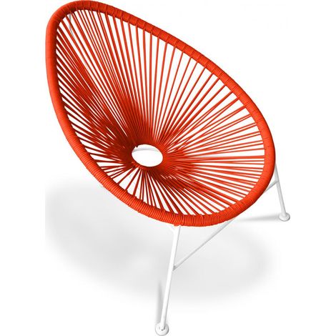 Privatefloor – Fauteuil de jardin Acapulco – Acier et canne de plastique – Confort ergonomique – Dimensions 86x72x88 cm – Couleur orange