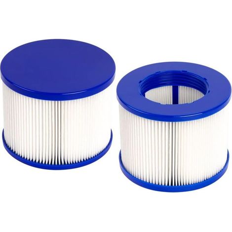 Lot de 2 Cartouches Filtre Spa Infinite a Visser,Filtre 75 x 100 mm,Filtre Spa A Visser pour gymax Spa Pool Spa Hot Tub Filter Cartouches de Rechange, Bleu et Blanc (1/4)