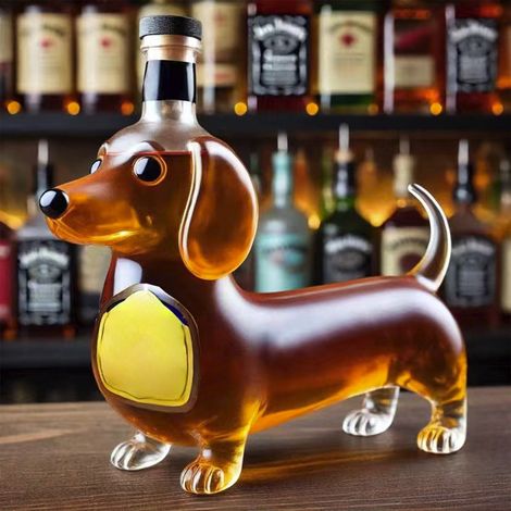 Bouteille En Verre - Bouteille À Whisky Forme De Teckel - 300 Ml - Décoration De Bar À Domicile - 1 Pièce (1/5)