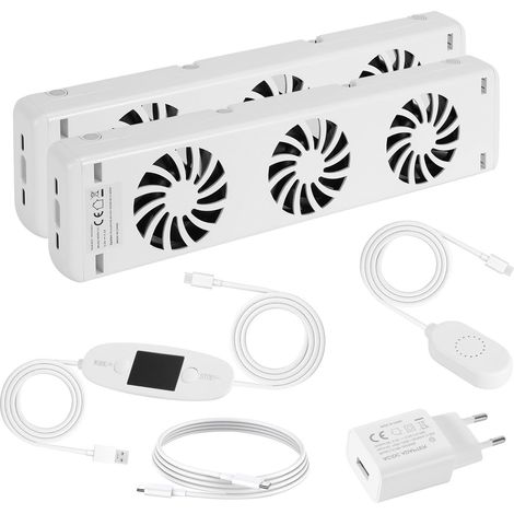 Jiubiaz Ventilador para radiador, pack de 2 módulos con 3 ventiladores, 30 cm, regulador 0–60 °C, magnético, hasta 100 cm (1/5)