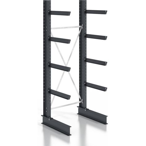 STIER Kragarmregal schraubbar einseitig 1 Feld mit 4 Ebenen 1280x3530x400mm (1/5)