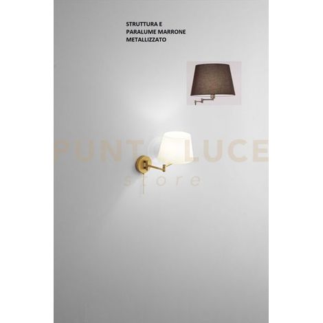 Crane applique in metallo marrone metallizzato 1 luce attacco E14 Interruttore on/off a catenella sulla base