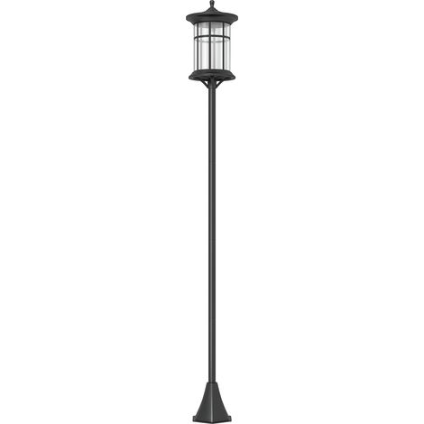 Lampione Solare da Giardino Alto 184cm con Luce LED Bianco Freddo e IP44, Nero