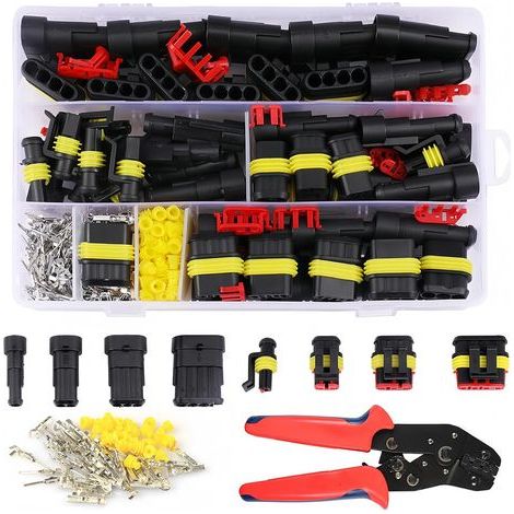 Connettori per autoveicoli, cavi per autoveicoli, set di 352 connettori per cavi per autoveicoli impermeabili + pinza crimpatrice, kit di connettori per autoveicoli WIYETY, connettori per cavi da 1/2/ (1/5)