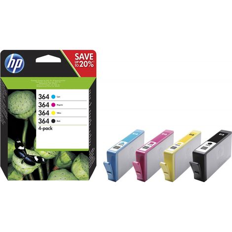 HP 364 pack de 4 cartouches d'encre noir/cyan/magenta/jaune authentiques (1/9)