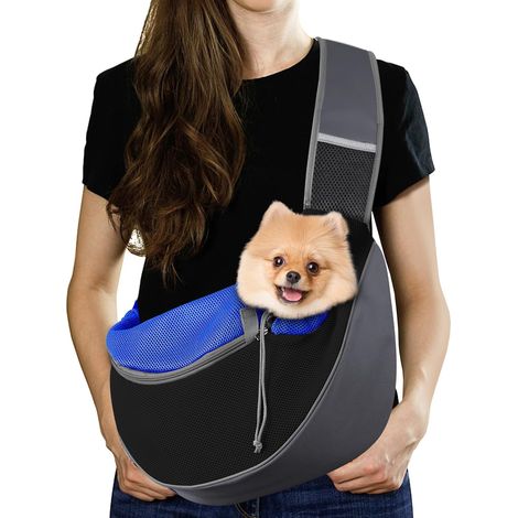 1 Sac de transport pour chien, Tissu oxford, Maille respirante, Sangle ajustable, Poches multiples, Randonnée Voyage (1/5)