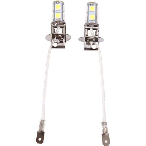 2x Ampoules LED H3 5050 Blanc Froid 6500K - 9 SMD - Pour Feux de Brouillard Auto 12V - Facile à Installer