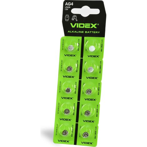 Blíster de 10 pilas alcalinas Videx AG4/LR626.