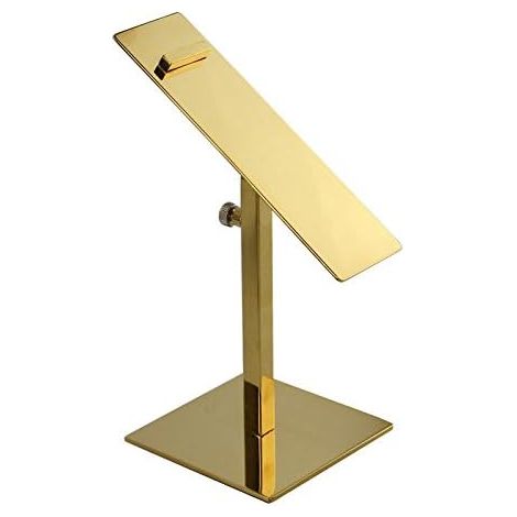 Présentoir à chaussures réglable en acier inoxydable avec surface miroir dorée (1/4)