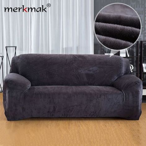 Housse de Canape Extensible MERKMAK , 3 Places Velours Revetement de Canape Élastique pour Canape Protege de Meubles (1/4)