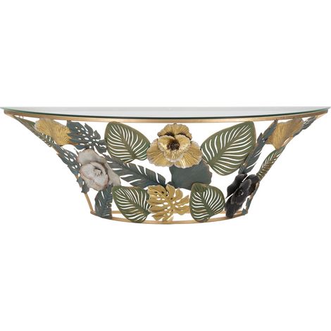 Console murale Amaz métal doré verre design floral (1/5)