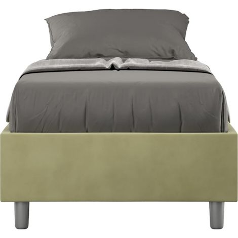 Cadre de lit 39cm en microfibre Avika - Minimalisme et Modernité Sommier-Vert kaki-90x190-Option Sommier (1/5)