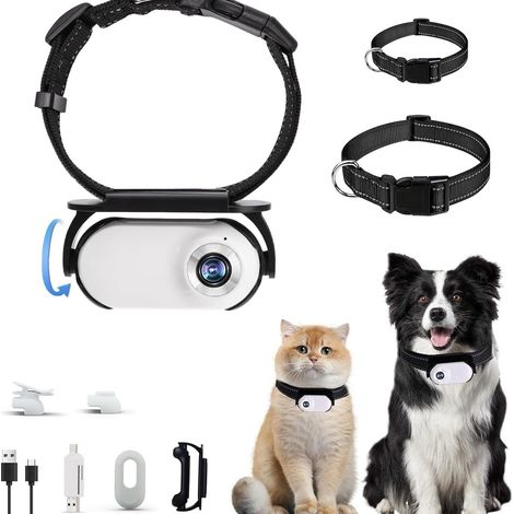 Collier caméra sans fil 1080p haute qualité pour animaux de compagnie, idéal pour l'enregistrement vidéo. Caméra de surveillance discrète, compatible avec les accessoires pour animaux. Sans fonction W (1/4)