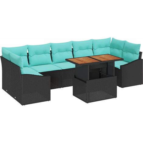 Garden Sofa Set 8 pcs 7-Seater Black and Teal vidaXL (1/5)