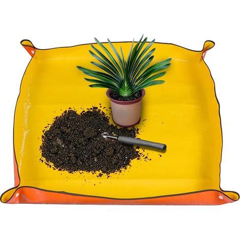 Tapis de jardinière d'intérieur pliable et imperméable - Portable, 68 x 68 cm (Orange)