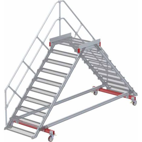 Euroline 512 mobiler Überstieg 45° Stufenausführung Stahl Gitterrost Stufenbreite 1000mm 10 Stufen