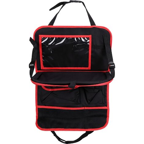 Organisateur de siège arrière de voiture avec support pour tablette, poches de rangement, protections anti-coups de pied, accessoires de voyage, rouge, 42 x 62 cm (1/5)